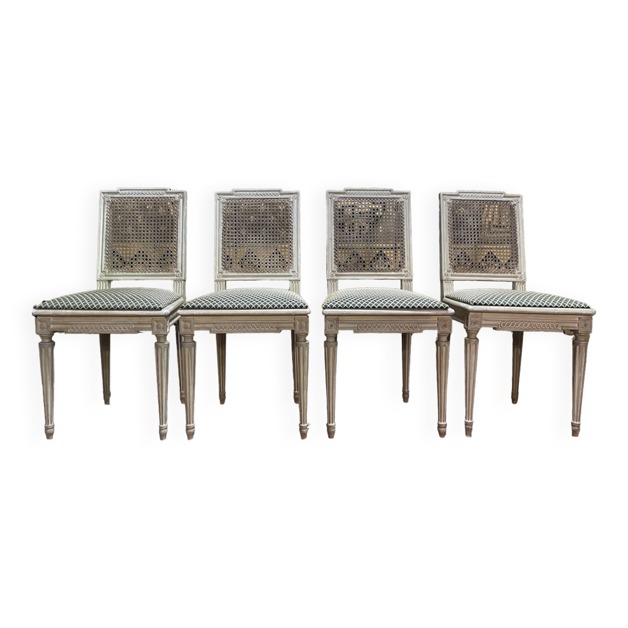 Set of 4 Louis XVI style caned chairs Jean Mocque