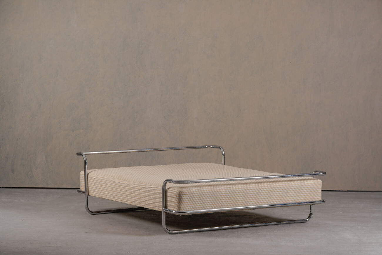 Vintage “Kromvik” king chrome bed by Knut Hagberg for IKEA, Sweden 1980s