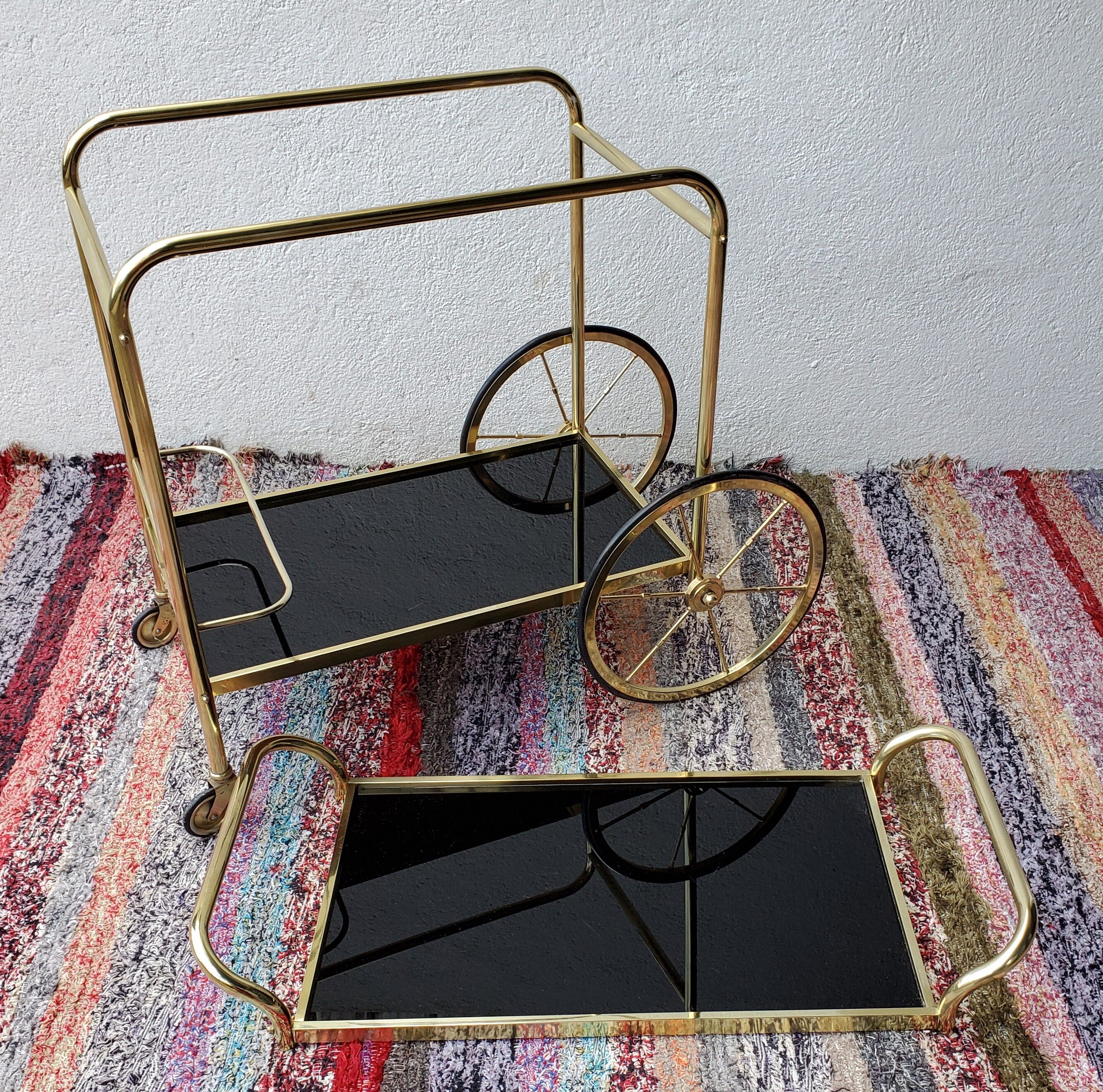 Brass and glass dessert, 60s