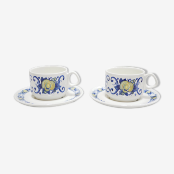 Pair of vintage cups and sub-cups published by Villeroy and Boch