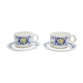 Paire de tasses et sous-tasses vintage éditées par Villeroy et Boch