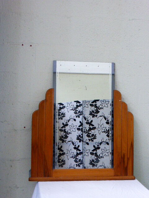 Art deco mirror, and column wooden frame