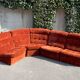 Modular sofa in rusty velvet, France 1970s
