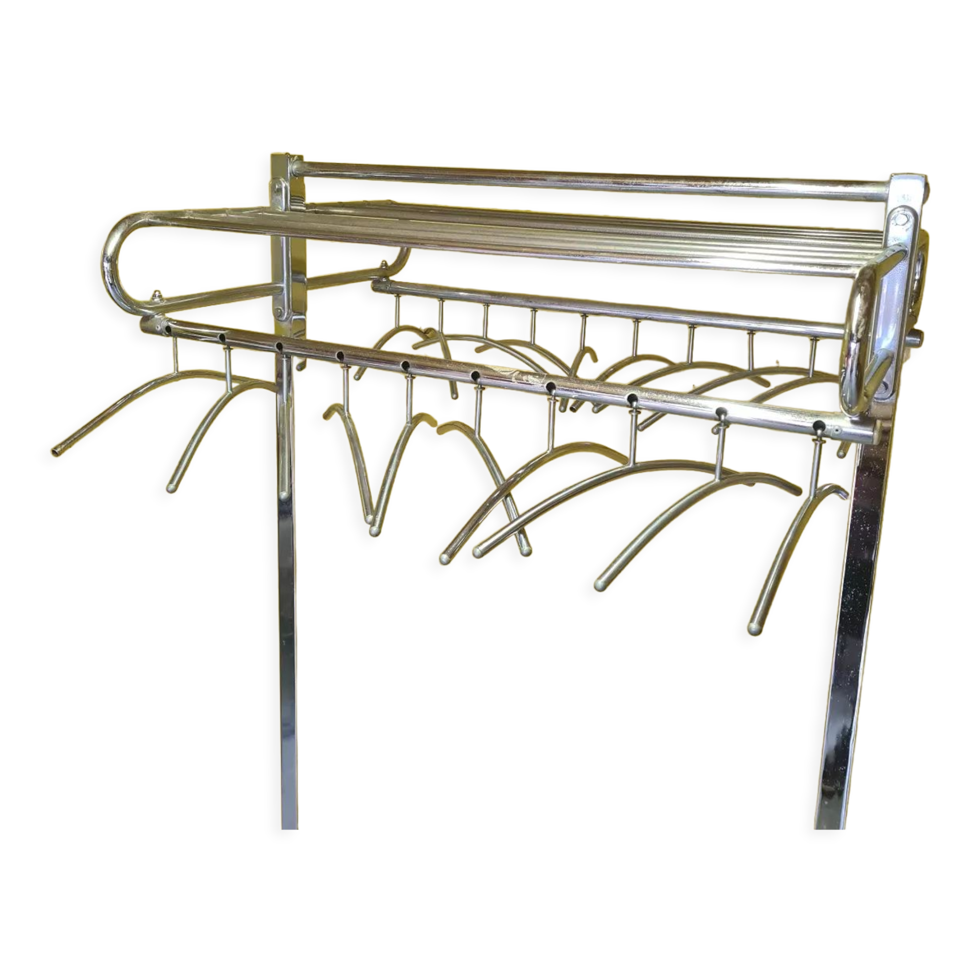 Vintage Dutch Industrial Chrome Coat Rack by Oostwoud