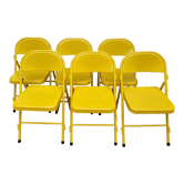 Ensemble de six chaises en métal pliantes jaunes Eurosit