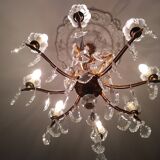Bronze and crystal chandelier 8 branches