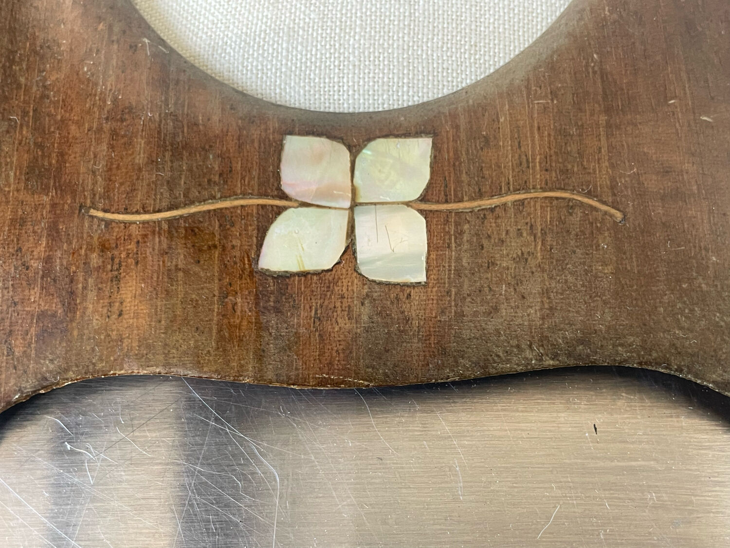 Art deco wooden picture frame with intarsia wood measurements 22.5 cm x 15 cm convex glass