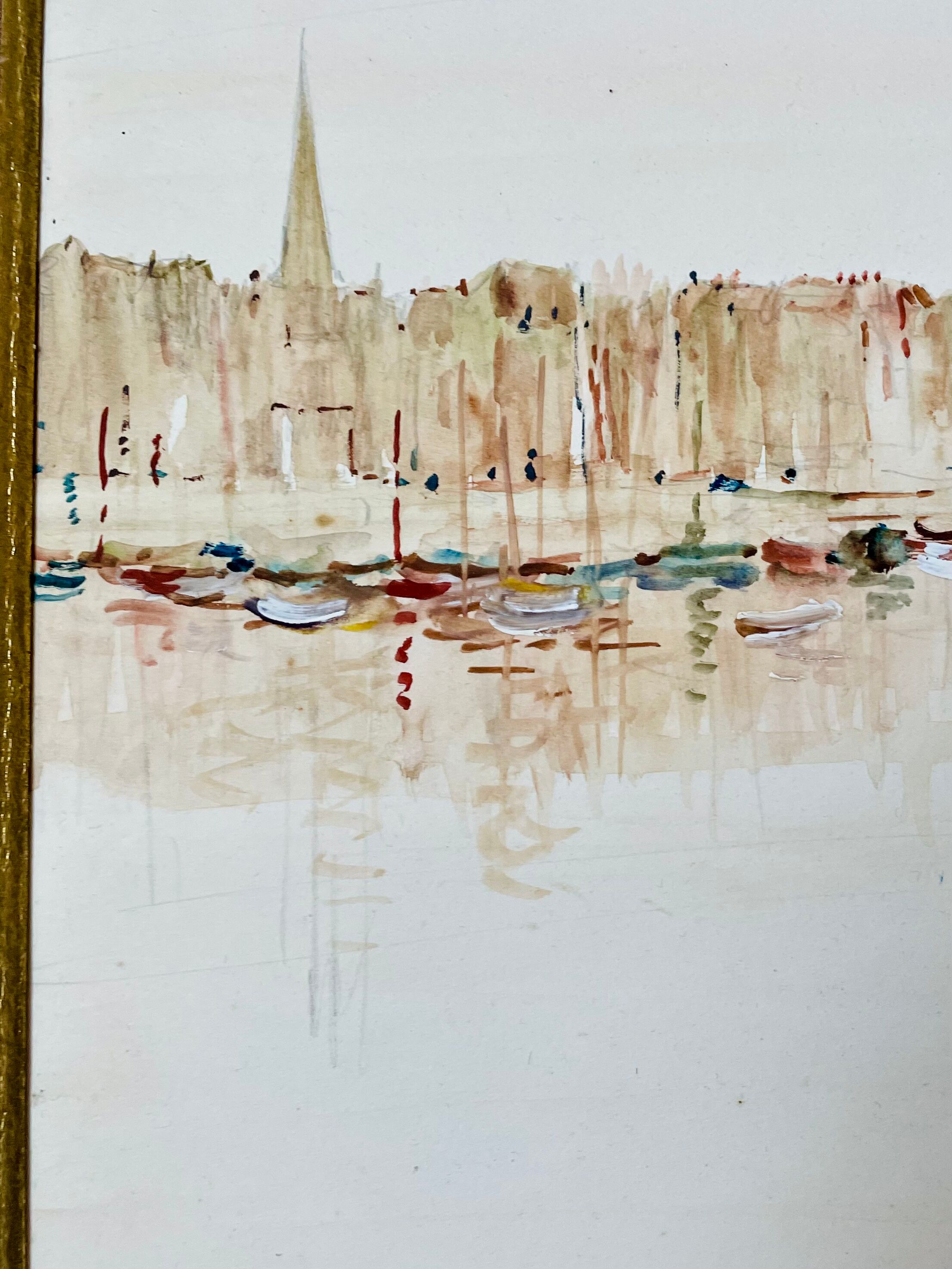 Watercolor painting honfleur brittany