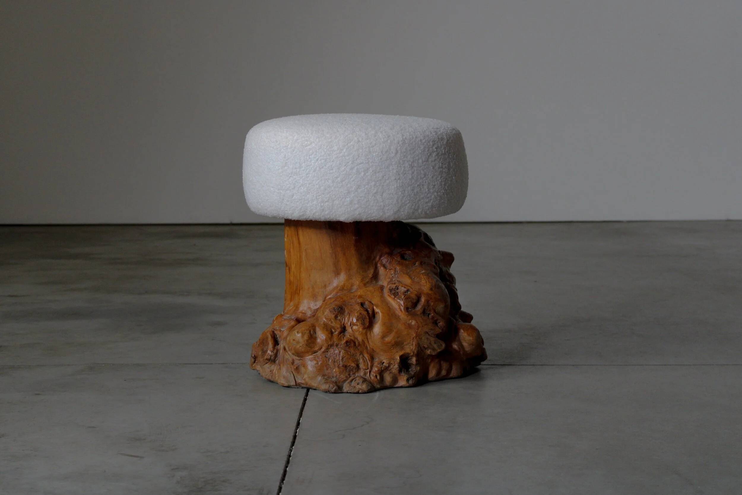 Mushroom shaped stools from burlwood - France 1950s