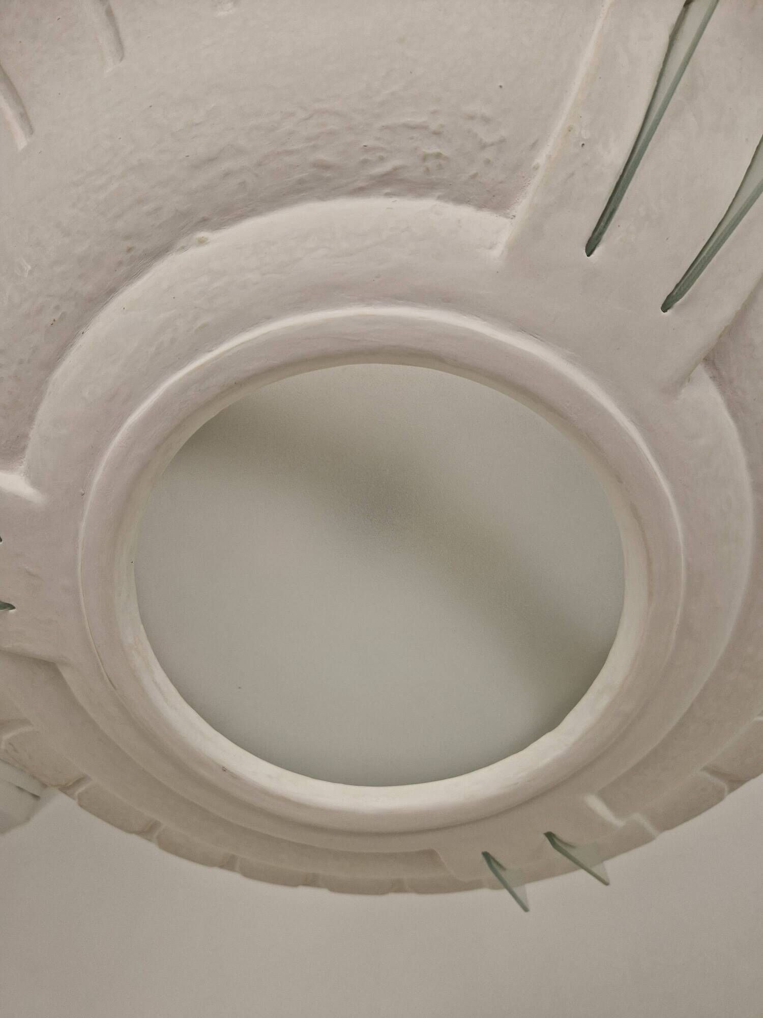 Plaster and frosted glass chandelier by Maison Arlus circa 1950