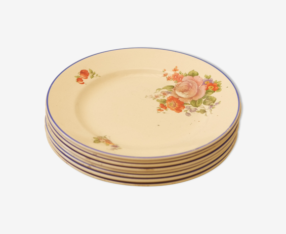 Série 8 assiettes fleuries