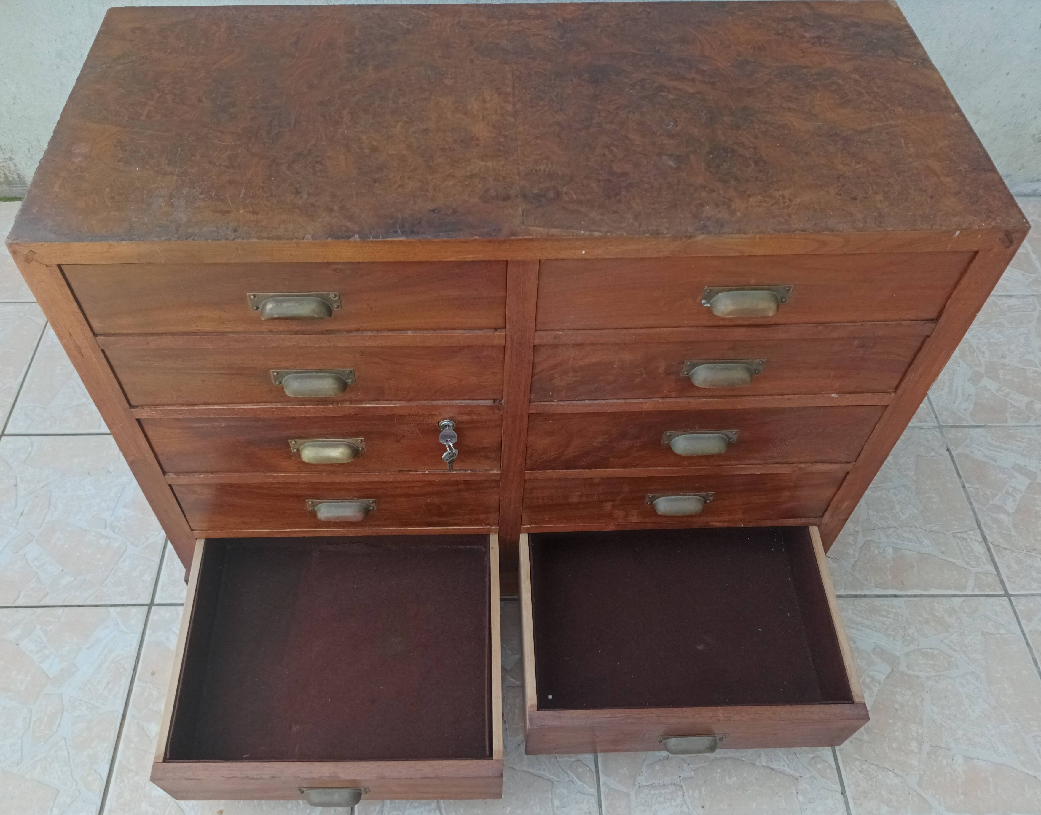 Meuble de métier 10 tiroirs en noyer