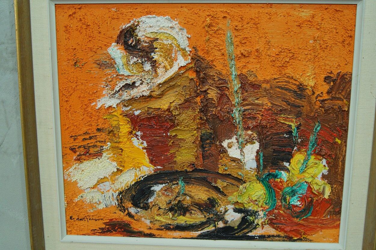 Einar persson (1918-2006), swedish abstract still life, oil on canvas, 1960s