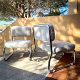 Pair of mid century armchairs / fireside chairs in French terry fabric