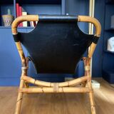 Bamboo and leather sling chair