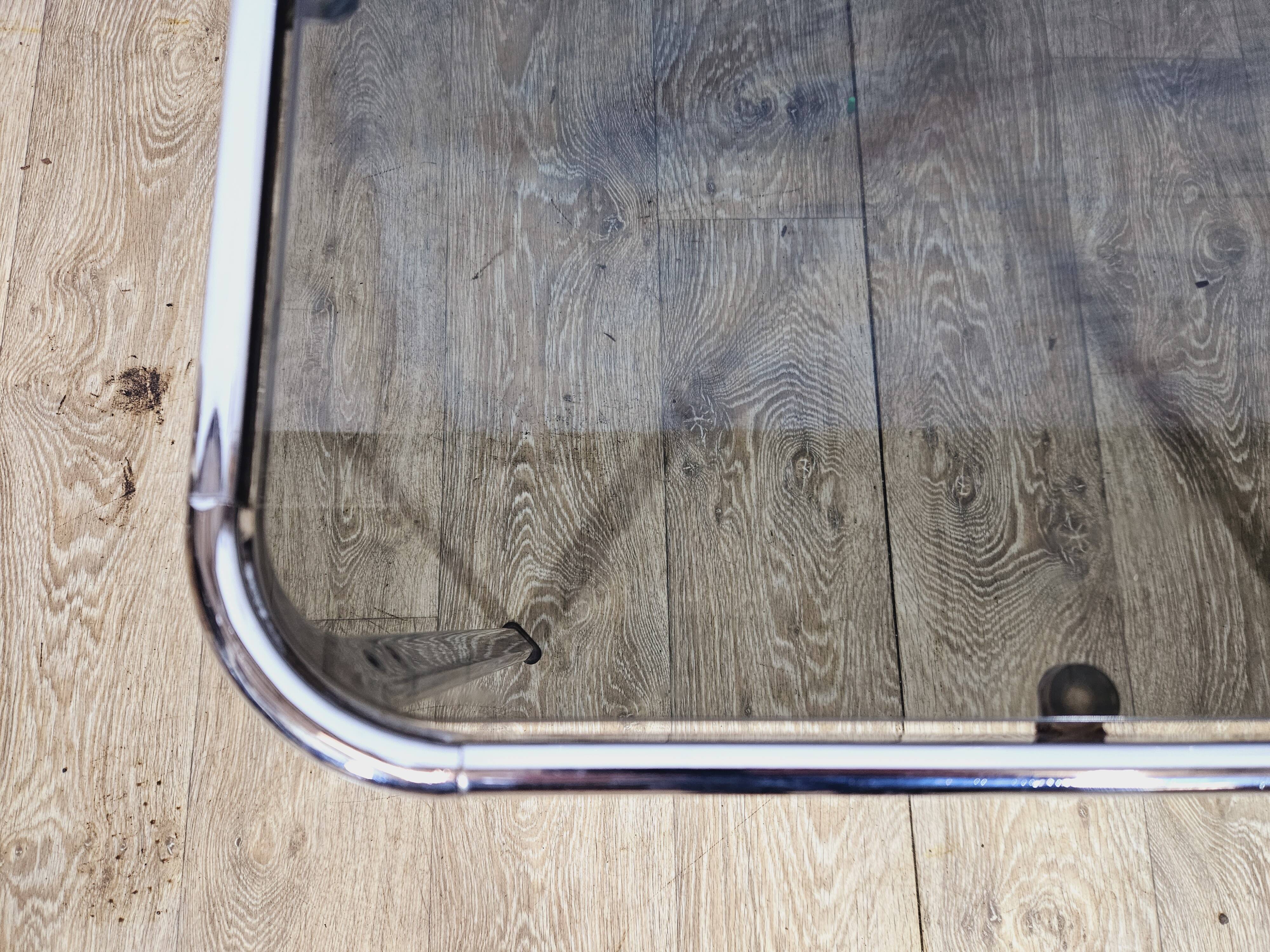 Mid-Century Modern Coffee Table – Chrome and Smoked Glass, Italy, 1970s.