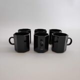 6 black espresso coffee cups Octime Arcoroc