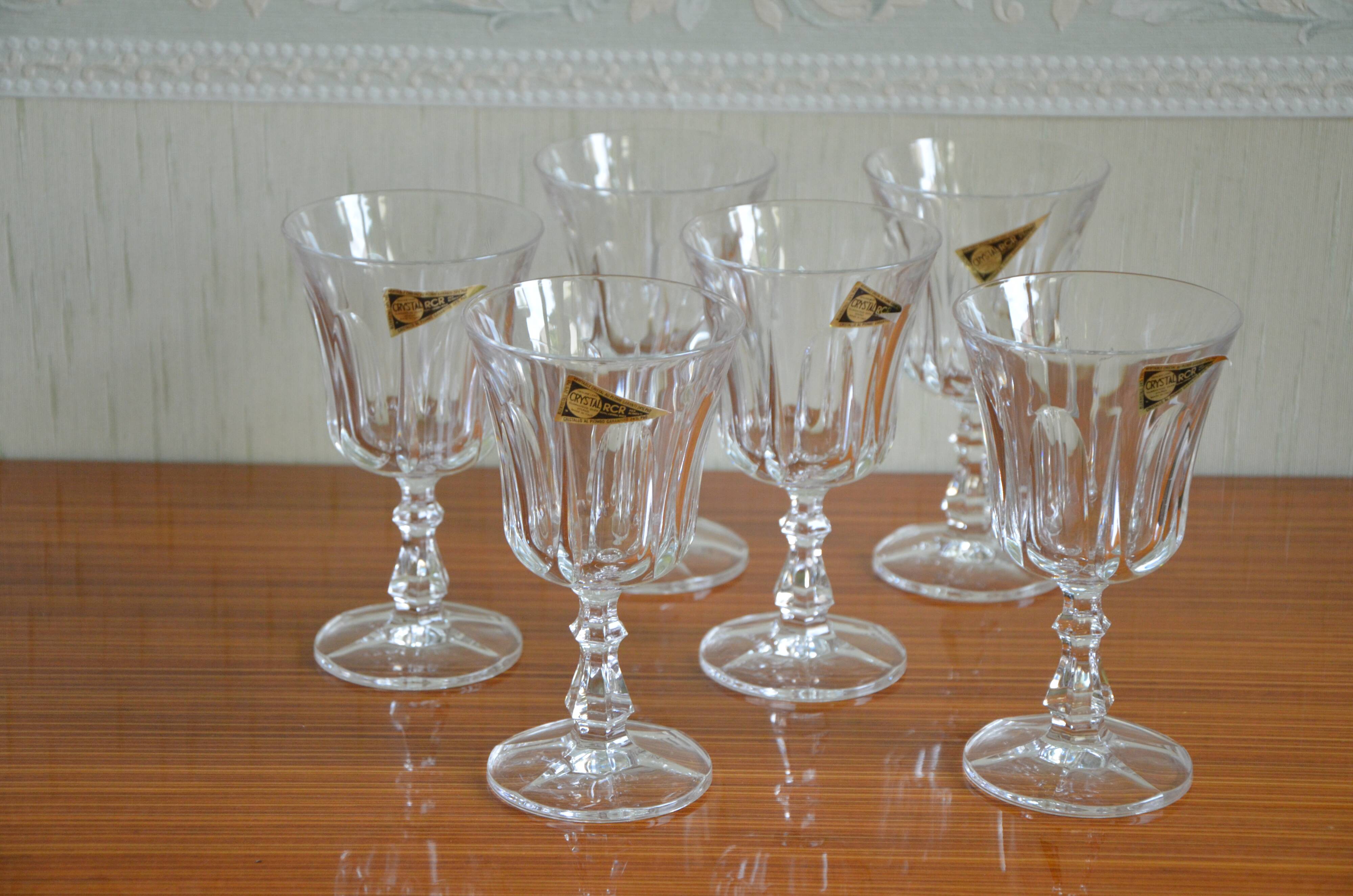 Set of 6 RCR Royal Cristal Rock glasses, Victoria model