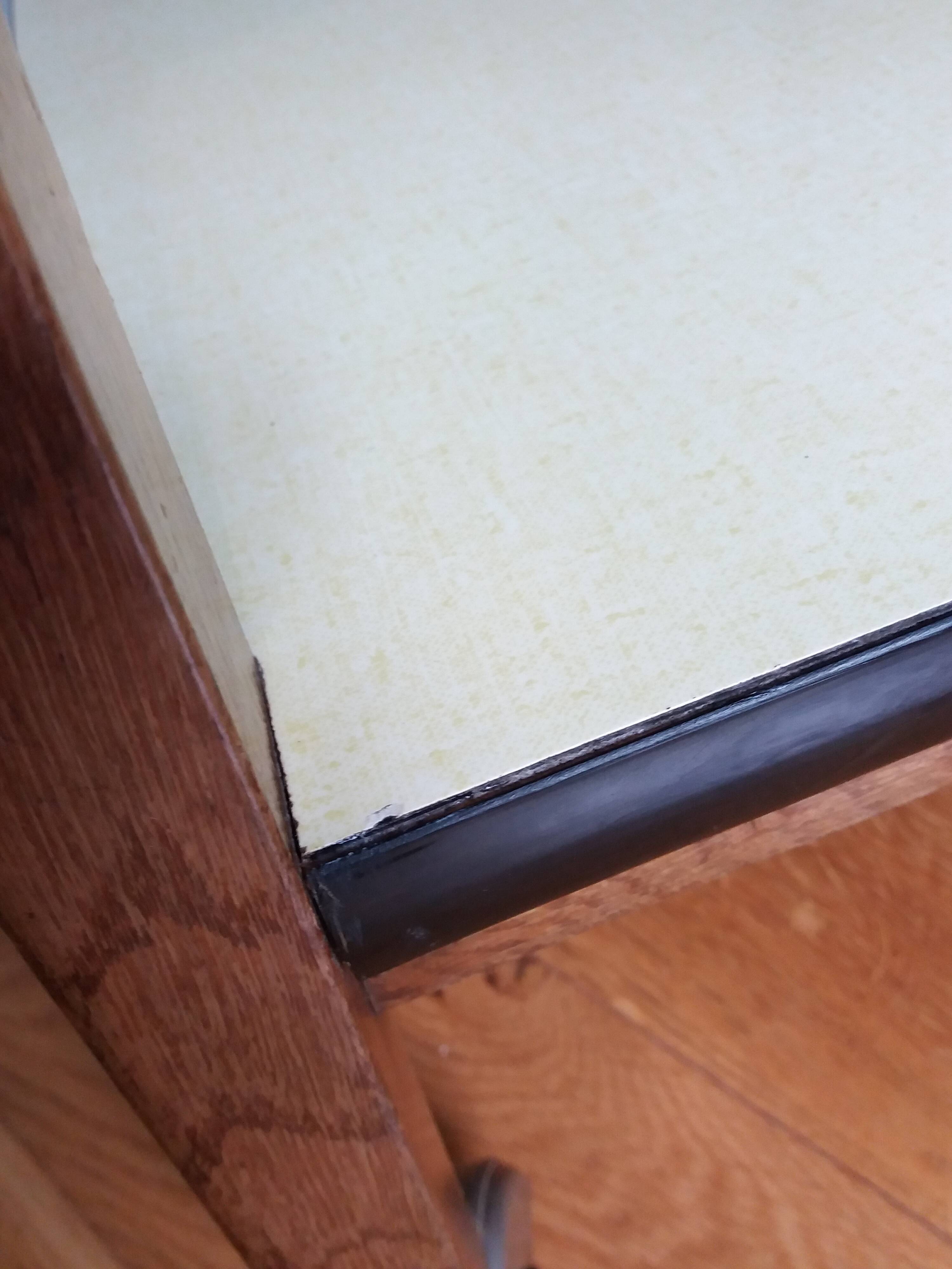 Formica and wood dessert table on wheels