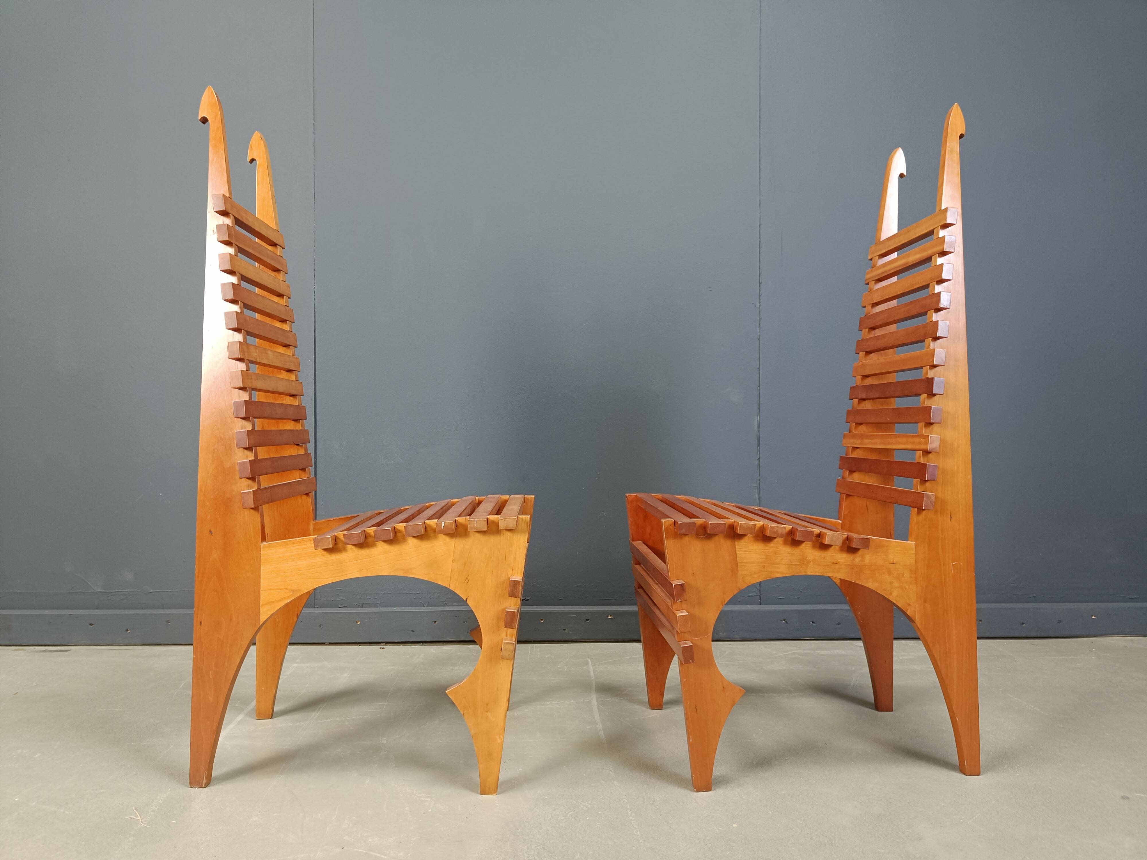 Postmodern 'Calcar' dining chairs by Benoit Lange, 1990s