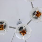 Three-Arm Blown Glass and Metal Chandelier Produced by Mazzega,