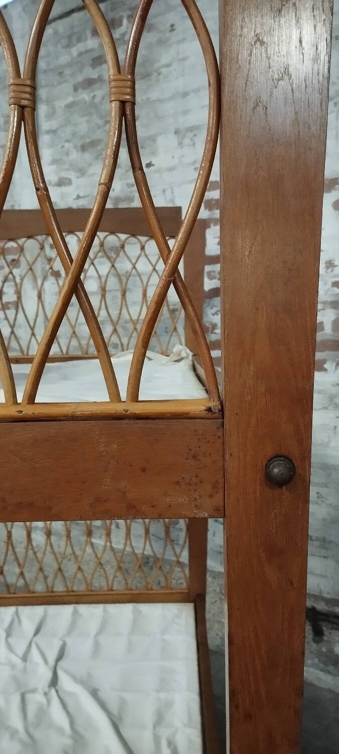 Rattan bunk bed, vintage 1960