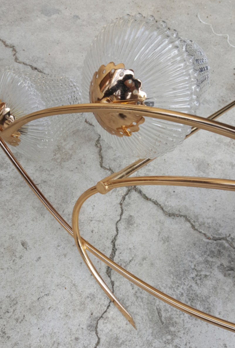 Maison Arlus 3 lights brass vintage 50s chandelier