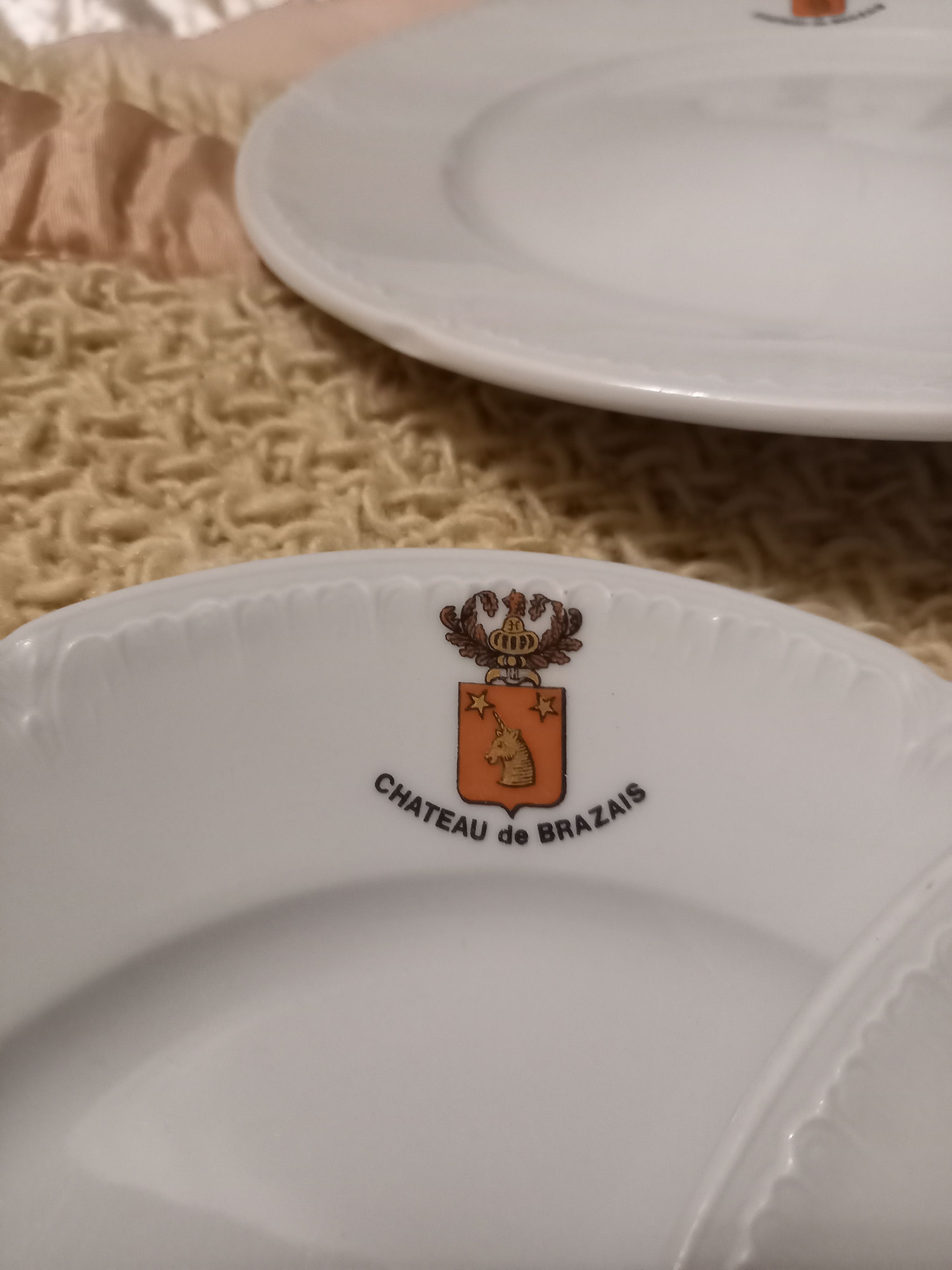 Lot 5 plates Château de Brazais porcelain of Limoges vintage