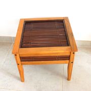 Small coffee table, bamboo wood and glass coffee table, Indonesian table