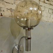 chrome & smoked glass wall light, 1970