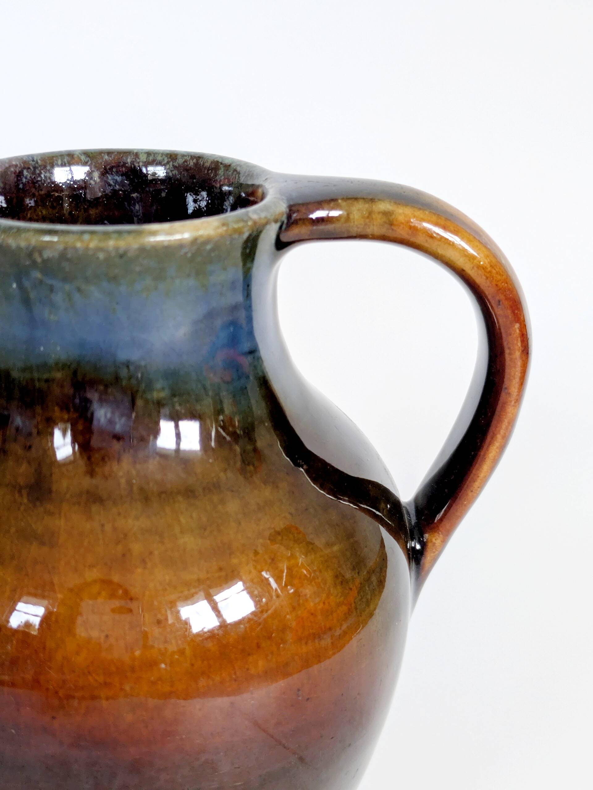 Vase amphore vintage en céramique, glaçure Fat Lava, déco classique