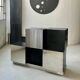 Cubes rétro des années 1970, bar et cabinet de rangement en noir et acier par Roberto Monsani