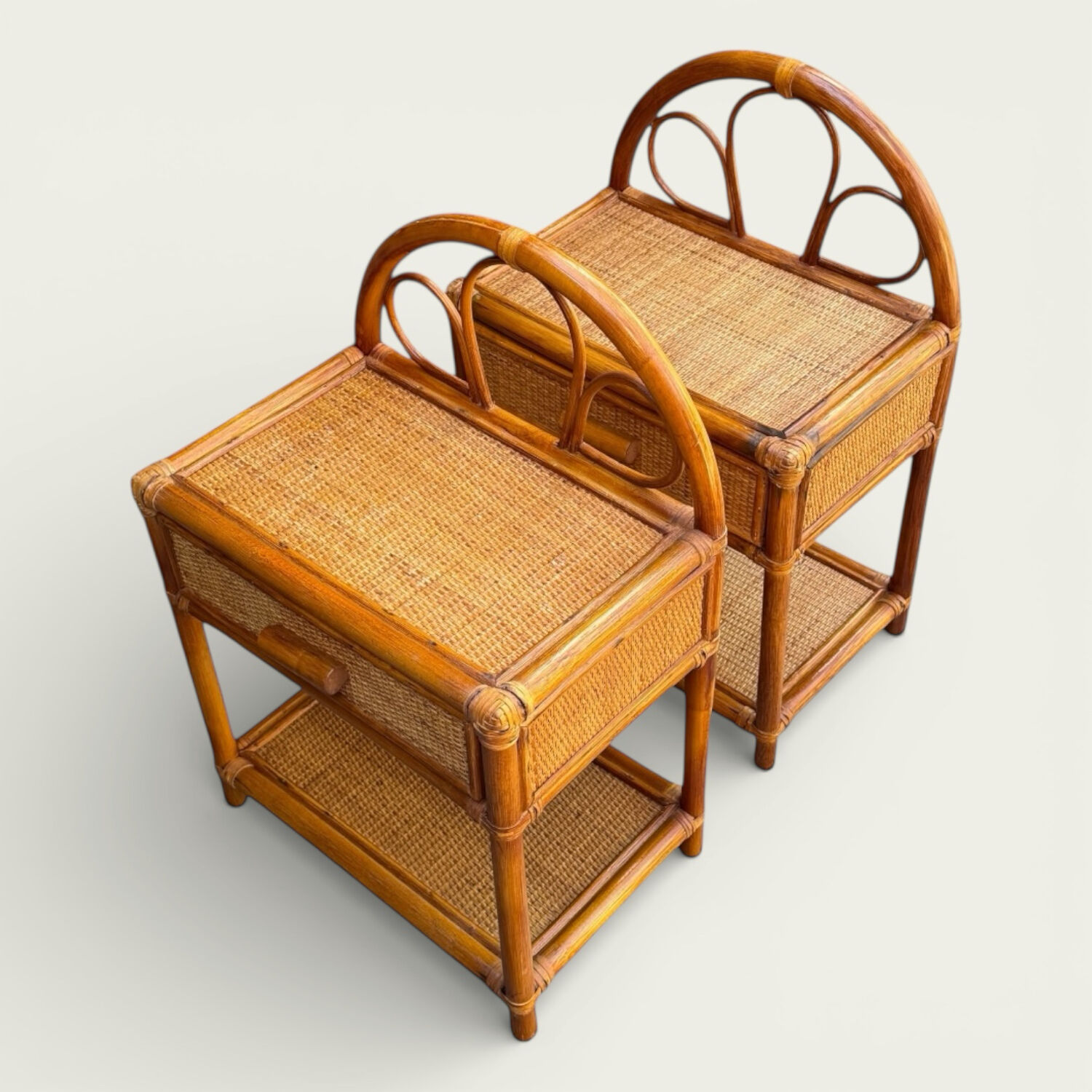 Paire de chevets en rotin 1960
