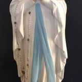 Statue of the holy virgin in hand-painted plaster signed lance 44 cm