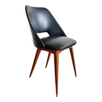 Vintage Guariche style black skai chair