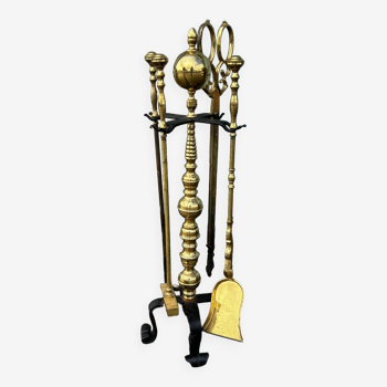 Old brass fireplace servant