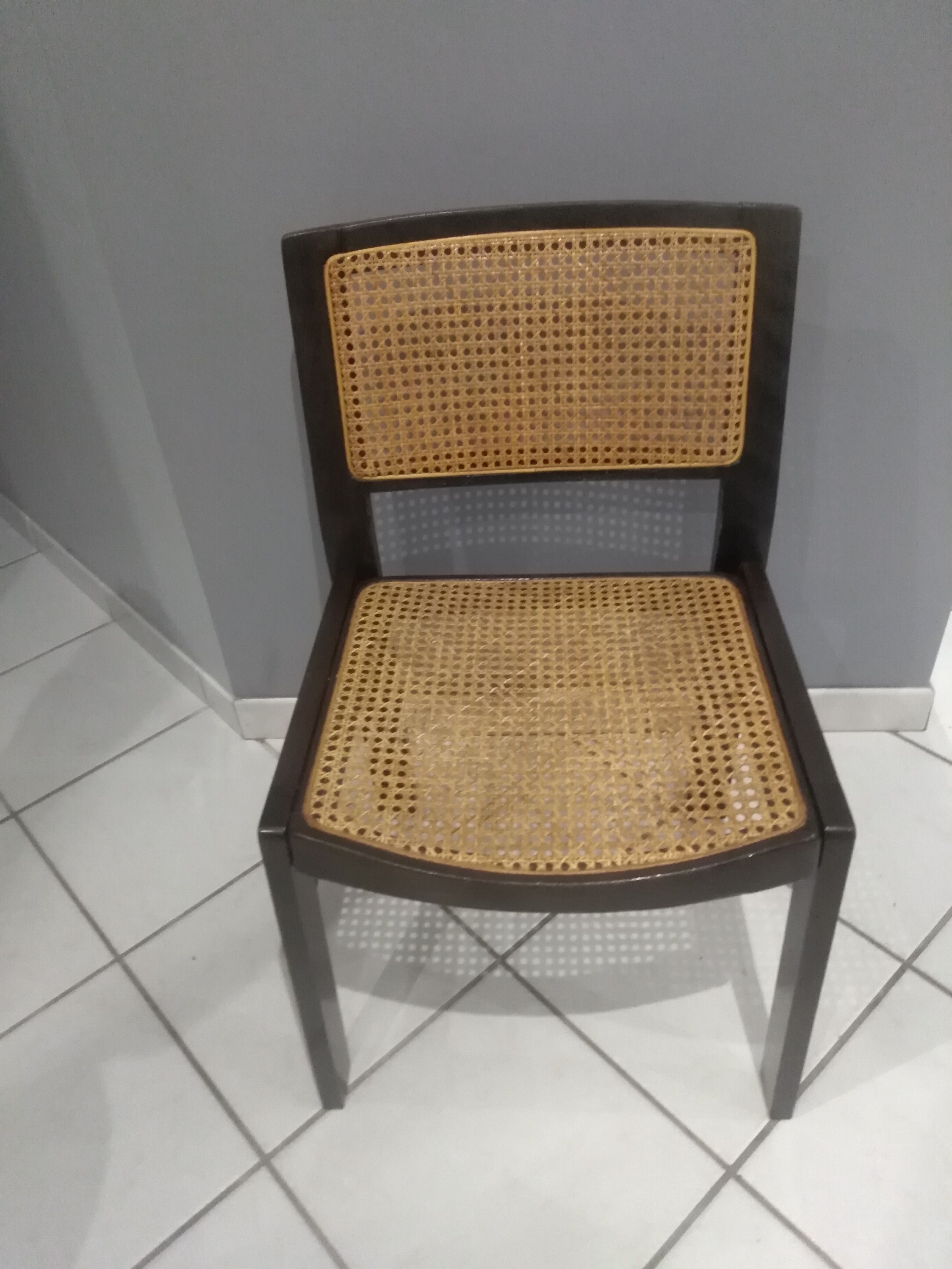 Suite de 4 chaises en cannage Baumann vintage 1970