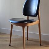 Pair of Baumann Pegasus chairs in wood and leather - design by Pierre Guariche