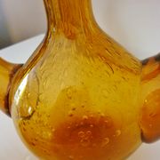 Blown glass carafe from Biot, amber, bubbled, vintage 70s