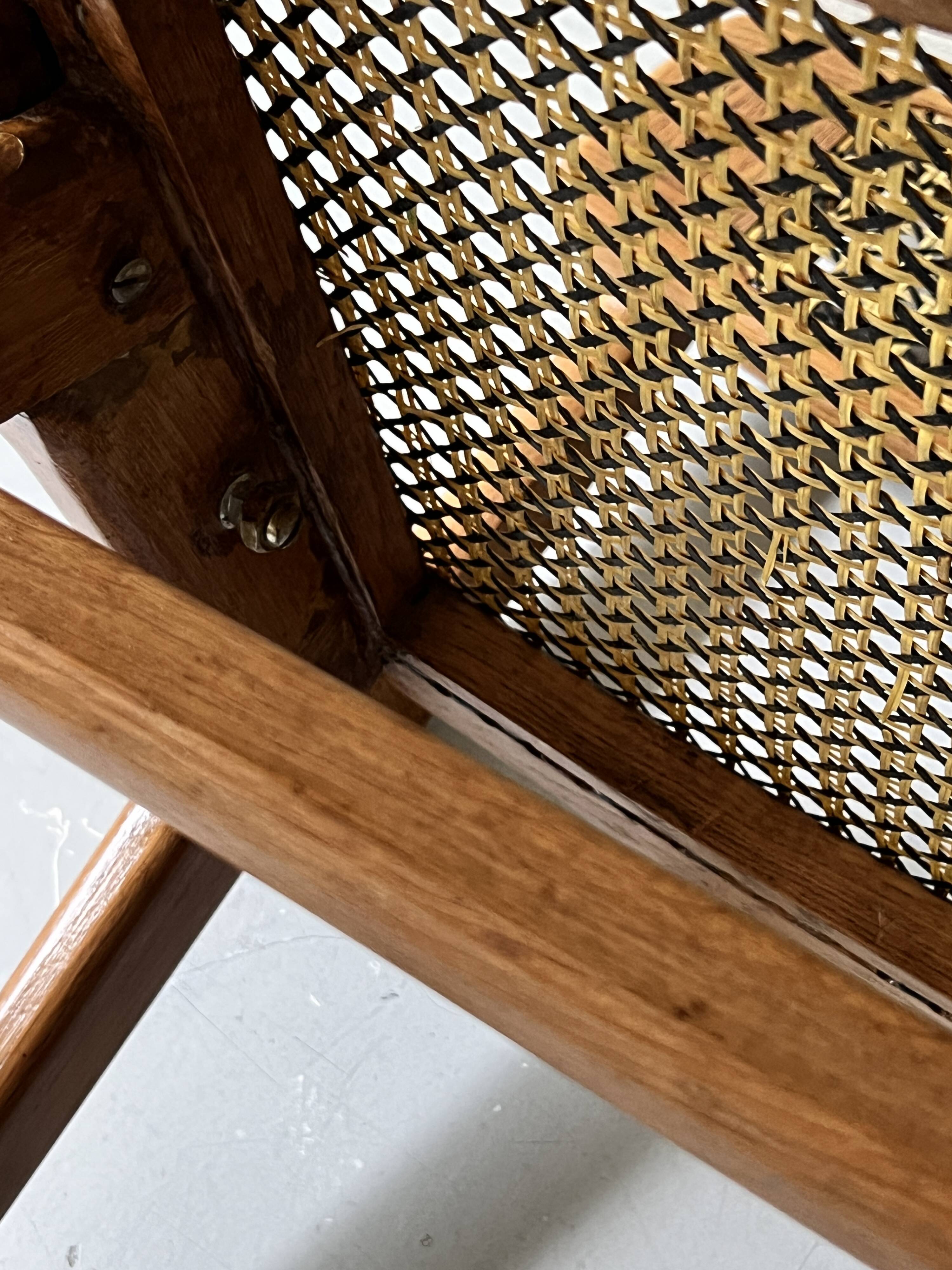 Teak wood and cane chair design, SNA Roset / Landault 1950-60