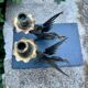 Pair of chimera candle holders in bronze, 19th century.