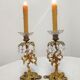 Paire de bougeoirs en cristal et bronze. france années 1940.
