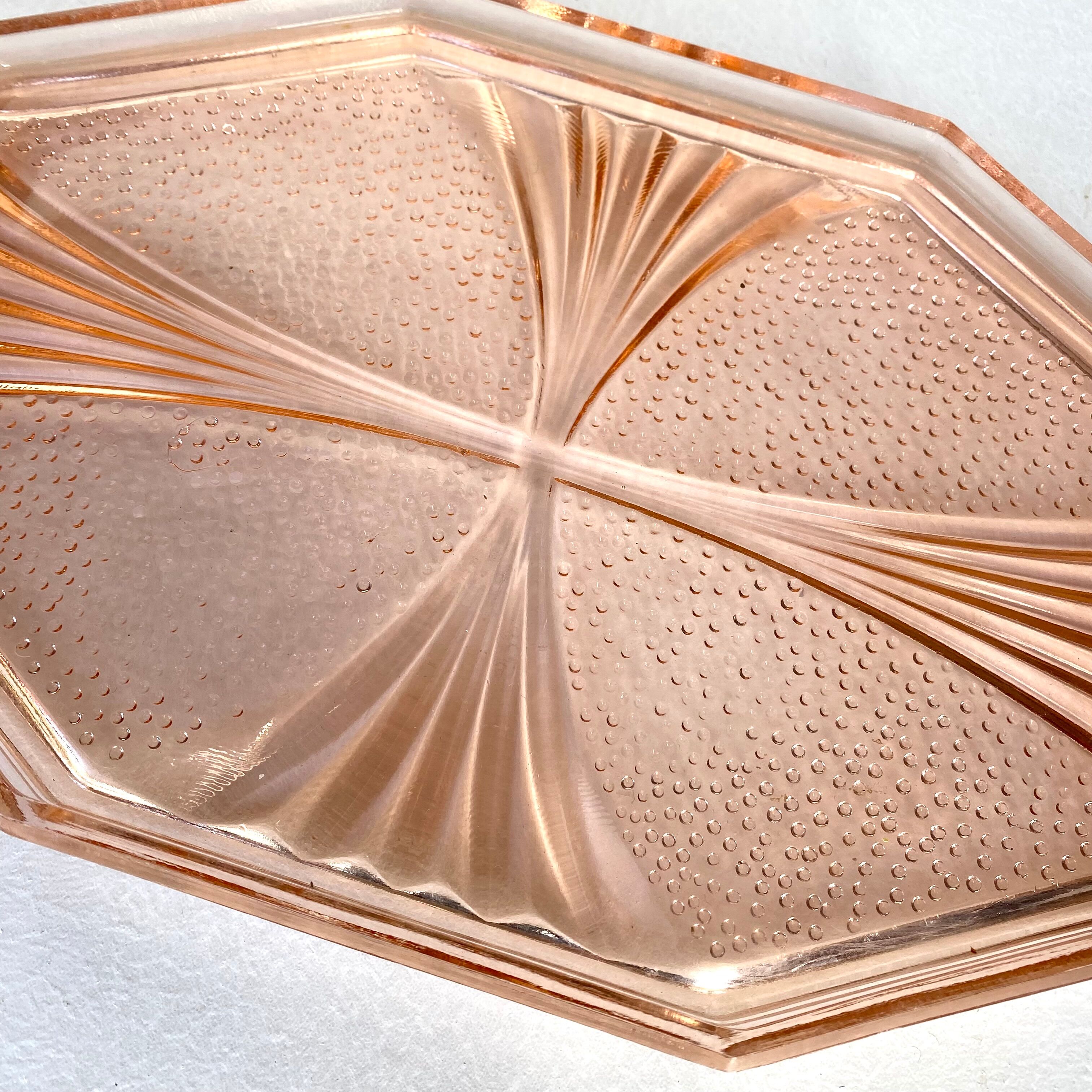 Art Deco pink glass top