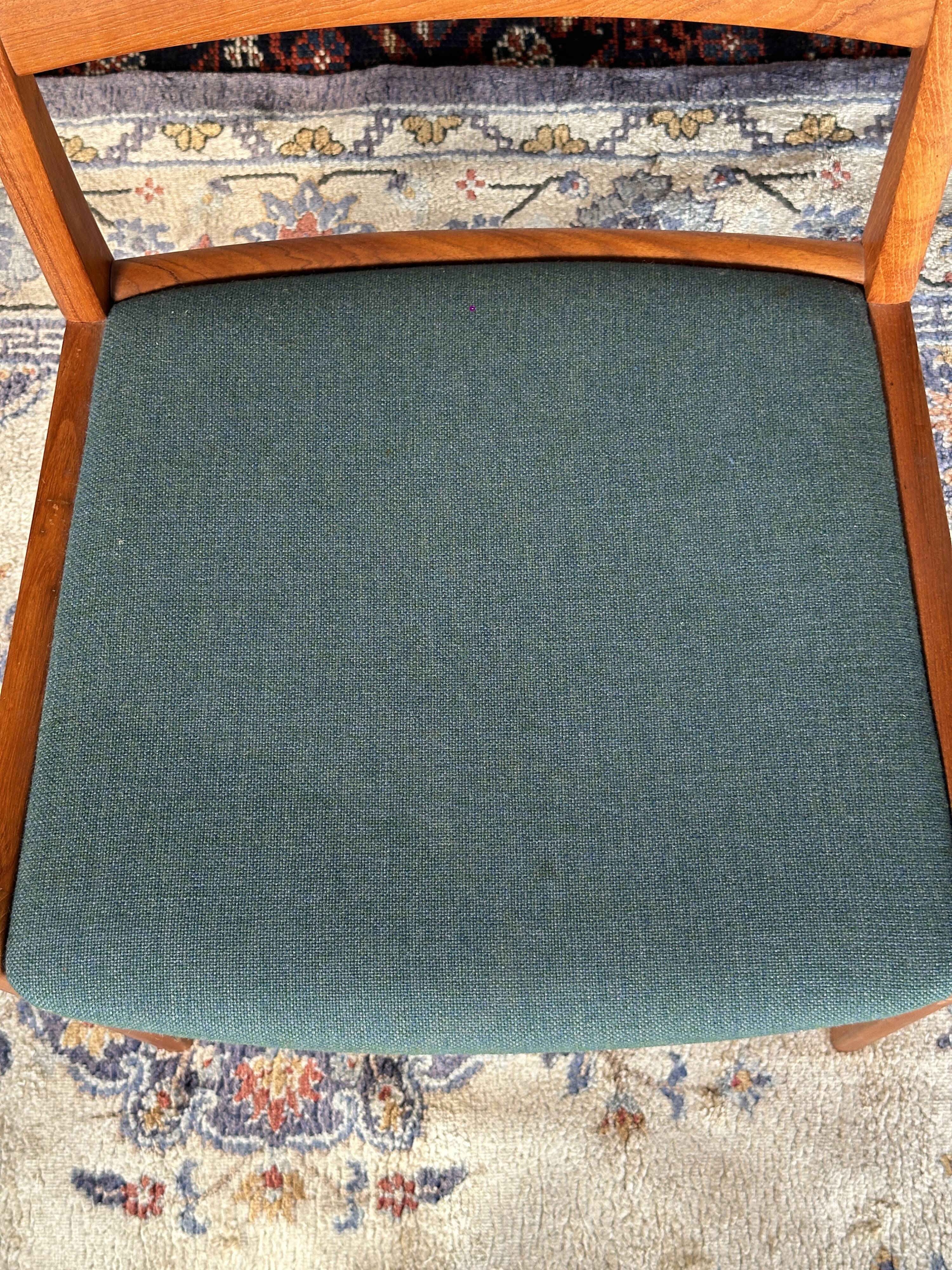 Set of 4 vintage Danish wood and wool chairs by Sax, Denmark 1960s