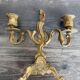 Paire de grands bougeoirs vintage en bronze doré signés Charles Boulanger