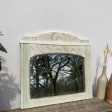 Art Deco mirror in rectangular white carved wood 58x65cm
