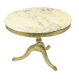 Table basse, d'appoint ronde en marbre et laiton