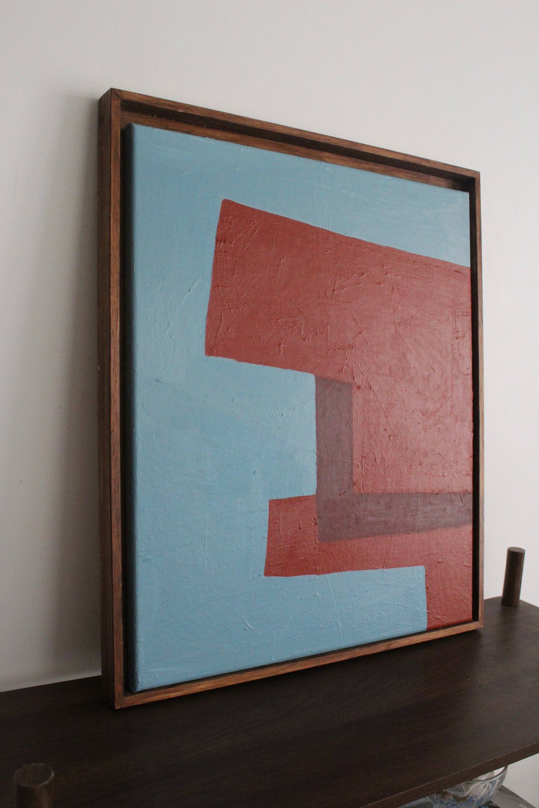 Minimalist canvas "structure in blue and red"