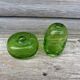 Vintage 1970 set of 2 small green blown glass vases