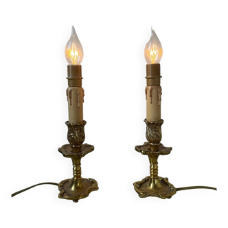 Pair of Louis XV rocaille bronze lamps